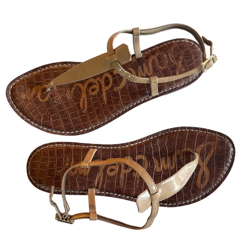 Sam Edelman Dark Cream Patient Leather (man made) GIGI Sandal/ 9.5 wide